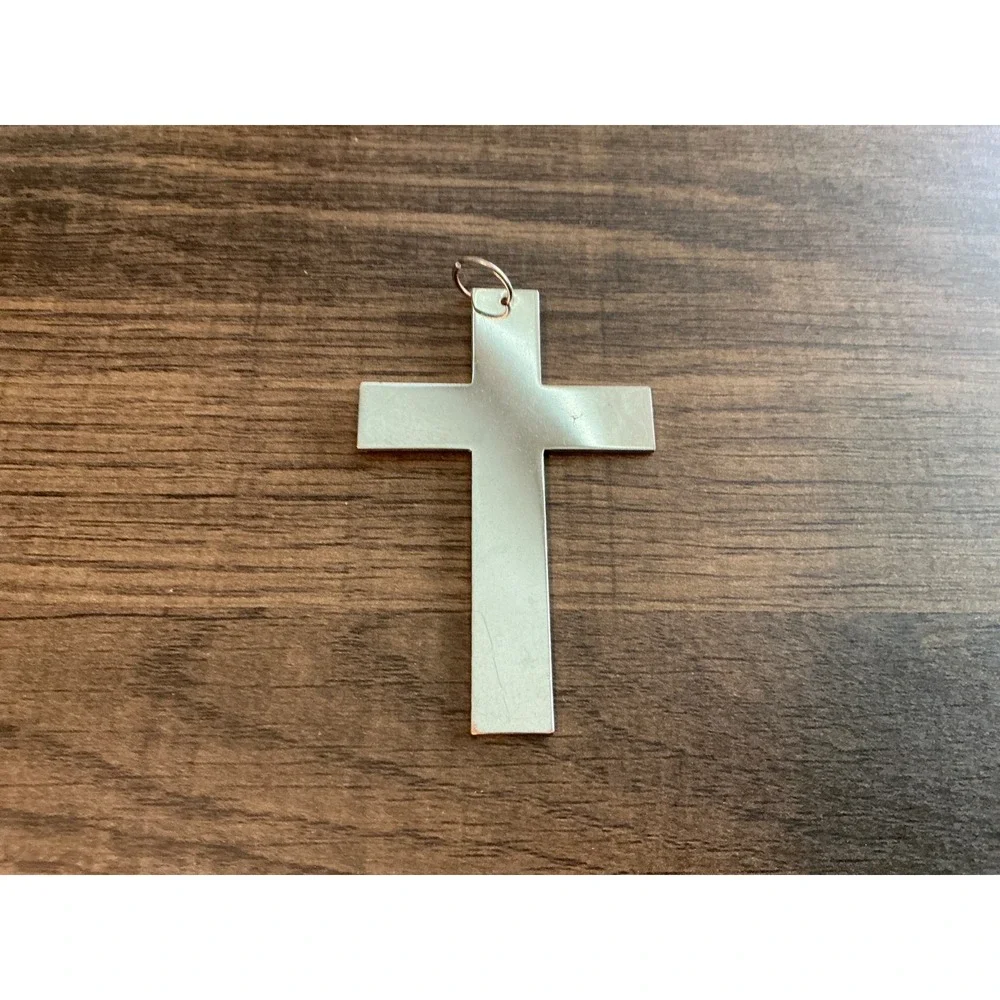 MEN Stainless Steel Silver Plain Cross Necklace Pendant 2-3